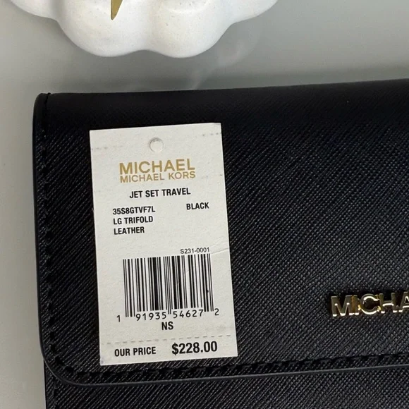 MICHAEL KORS Jet Set Travel SM Top Zip Shoulder Tote & Trifold Wallet Black NWT - Picture 14 of 16